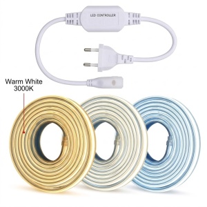 Bandă LED COB Profesională 20 m, 280 LED/m, 220V, IP65, Lumină Caldă 3000K, Alimentator Inclus - Img 4