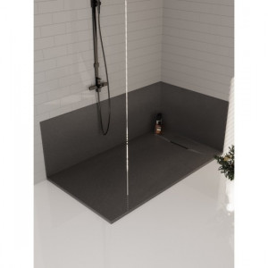 Cadita Baie Din Compozit , Smack , 90x80 Cm, cu Sifon, Negru US - Img 3