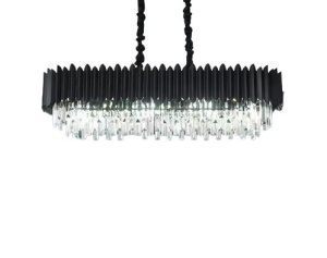 Candelabru Cristal, 8 X E27, Negru, 80x30cm - Img 2