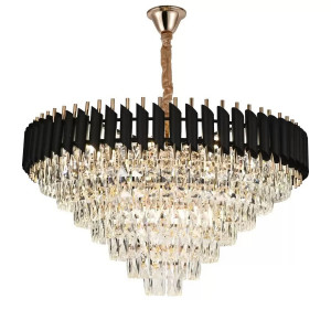 Candelabru Cristal, Raven 80cm Negru cu Auriu - Img 3