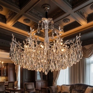 Candelabru Model 1117-600 – Textură Cristal & Metal, 8 x E14, Argintiu - Img 2