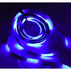 Kit Bandă LED Digitală Lumină Albastră 12W/m 10m 24V cu Transformator 200W și Controler - Img 2