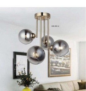 Lustră Gold cu Patru Globuri Fumurii, 4 Dulii E27
