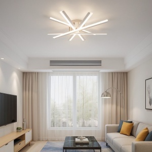 Lustră LED cu Telecomandă – Design Geometric, 3 Tipuri de Lumină, Intensitate Reglabilă, Dimmabilă - Img 1