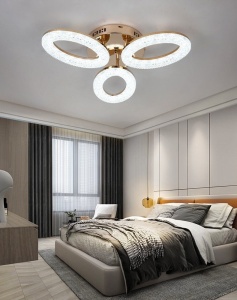 Lustra LED Cu Telecomanda, 3 Tipuri De Lumina, Intensitate Reglabila, 60W, Auriu - Img 2