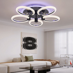 Lustra Led Cu Telecomanda, Elit's, Opal J, 136 w Intensitate Reglabila, RGB, NEGRU - Img 1