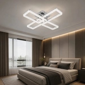 Lustră LED Model K2552-2+2A – 144W, Telecomandă, 3 Tipuri de Lumină, Intensitate Reglabilă