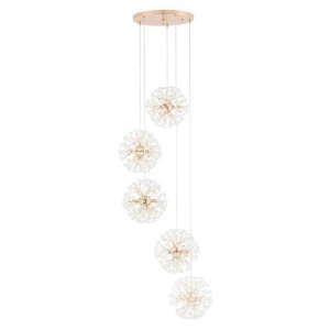 Lustră LED Tip Pendul Model 21-5 – Cristal & Metal, 30 x G9, Auriu - Img 4