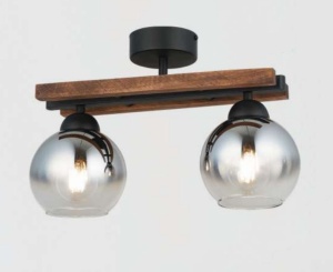 Lustră Model 3332-2 (cu lemn) – Design Modern Natural, 2 x E27