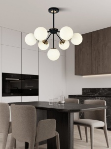 Lustra model N36368-7 – 7 x E27, abajururi elegante, finisaj negru - Img 1