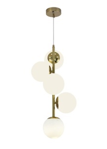 Lustra model N6803-5 – 5 abajururi elegante, finisaj auriu - Img 2