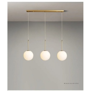 Lustra Pendul Cu 3 Abajururi, 3 x E27, Auriu - Img 2
