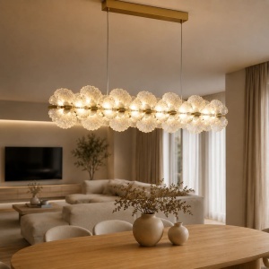 Pendul LED Model R9187-900 – cu Telecomandă, 144W, Auriu
