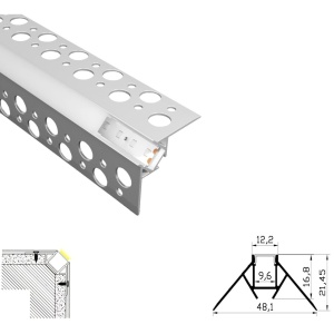 Profil LED Incastrat Colt Exterior – 2m, Aluminiu - Img 1