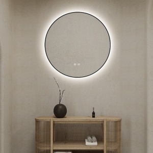 🪞 Oglindă LED cu Touch, Funcție Dezaburire și 3 Tipuri de Lumină – Model J188-60 Smack, Ø60 cm, Ramă Negru Mat - Img 5