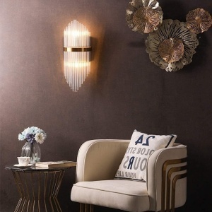 Aplică LED Auriu cu Cristale – 24W, 2 Surse de Iluminare, 3 Tonuri de Lumină, 46×20×10 cm - Img 1