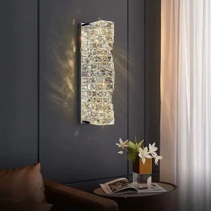 Aplică LED cu Cristale – 20W, 3 Tipuri de Lumină, Design Modern Argintiu, 46×12×16 cm - Img 1