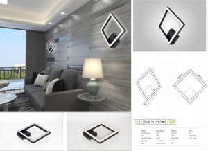 Aplica LED Perete, Cu Telecomanda, 3 Tipuri De Lumina, 20W, Negru - Img 2