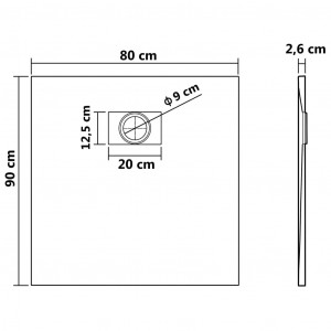 Cadita Baie Din Compozit , Smack , 90x80 Cm , Esn9080n, Cu Sifon,Negru - Img 4
