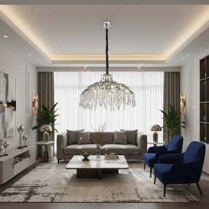 Candelabru Model 33121-600 – Textură Cristal & Metal, 8 x E14, Argintiu - Img 2