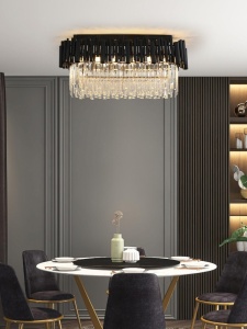Candelabru modern cu cristale – 75x30 cm, culoare negru