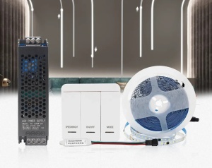 Kit Bandă LED Digitală Lumină Albastră 12W/m 10m 24V cu Transformator 200W și Controler - Img 3