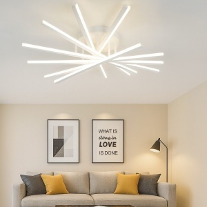 Lustră LED cu 7 surse de iluminare, 125W, cu telecomandă – Design clasic, alb - Img 1