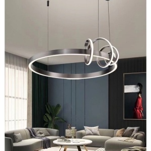 Lustra LED cu Telecomandă, 3 Tipuri De Lumină, Înălțime Reglabilă, 70W, Gri - Img 1