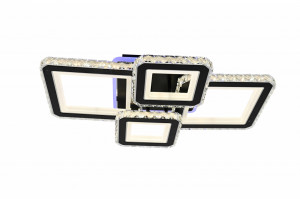 Lustra LED Cu Telecomanda, Elit's Cristal, 2-2 Patrate, Negru, 160 W, RGB - Img 1