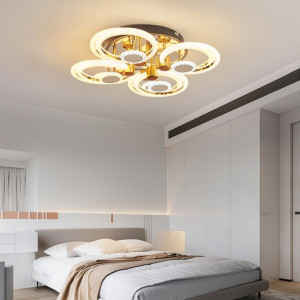 Lustra Led Cu Telecomanda, Elit's, Opal B, 120 w Intensitate Reglabila, Gold - Img 1