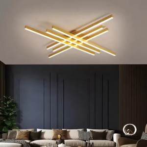 Lustra LED Holly Two, Cu Telecomanda, 3 Tipuri De Lumina, Intensitate Reglabila, 146W, Gold - Img 1