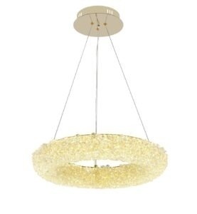 Lustră LED Suspendată cu Telecomandă – 3 Tipuri de Lumină, Intensitate Reglabilă, Design Auriu Modern, Ø40 cm - Img 2