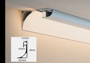 Profil LED Aplicat – Tip Scafă / Plintă, Aluminiu Alb, Lungime 3 m - Img 2