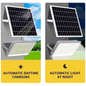Proiector LED cu Panou Solar și Telecomandă, Rezistent la Apă IP65, 100W, Gri - Img 3