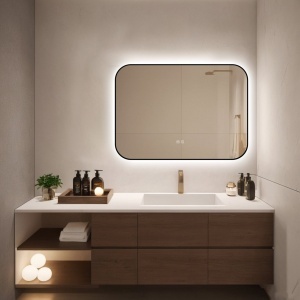 🪞 Oglindă LED cu Touch și Funcție Dezaburire – Ramă Negru, 90x65 cm, Model J187-9065 Smack - Img 7