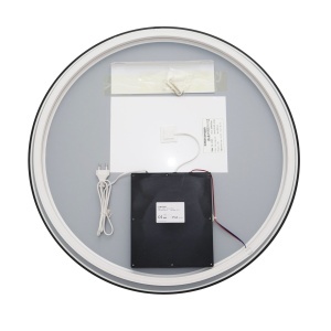 🪞 Oglindă LED cu Touch și Funcție Dezaburire, 3 Tipuri de Lumină – Ø70 cm, Ramă Negru Mat, Model J188-70 Smack - Img 4