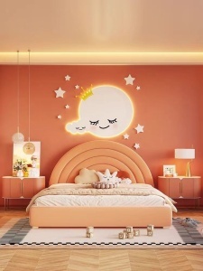 Aplica LED Decorativă pentru Camera Copiilor, Design Lună Adormită cu Coroniță și Steluțe