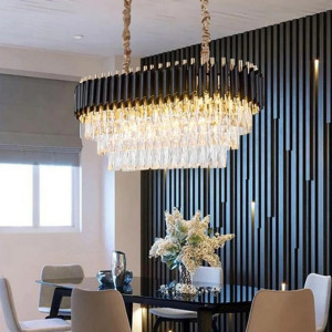 Candelabru Cristal Elit's Esn600x300, Negru cu Auriu