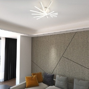 Lustră LED cu 7 surse de iluminare, 125W, cu telecomandă – Design clasic, alb - Img 3