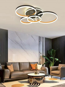 Lustra LED Cu Telecomanda, Elit's, F6617-4,240W, Gri/Portocaliu