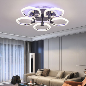 Lustra Led Cu Telecomanda, Elit's, Opal K, 136 w Intensitate Reglabila, RGB, NEGRU - Img 2