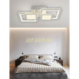 Lustra Led Cu Telecomanda, Elit's Verdad, 2 Patrate,100 w, Alba