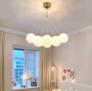 Lustra led suspendata, Zuya 7 globuri Alb - Img 1