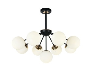 Lustra model N36368-9 – 9 x E27, abajururi elegante, finisaj negru - Img 2