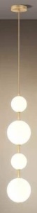 Pendul LED cu 3 Tipuri de Lumina, Inaltime Reglabila, Patru Globuri, 80W, Auriu - Img 2