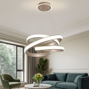 Pendul LED Model 5005 cu Telecomanda – 3 Tipuri de Lumina, Inaltime Reglabila, 262W, Gri - Img 1