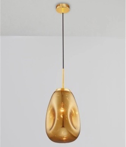 Pendul Model 14-1 – Abajur din Sticlă, 1 x E27, Reglabil, Auriu