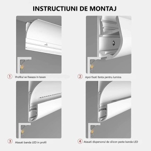 Profil LED Aplicat – Tip Scafă / Plintă, Aluminiu Alb, Lungime 3 m - Img 3