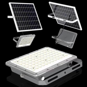 Proiector LED cu Panou Solar și Telecomandă, Rezistent la Apă IP65, 100W, Gri - Img 4