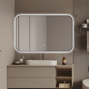 🪞 Oglindă LED cu Touch și Funcție Dezaburire – Ramă Negru, 110x70 cm, Model J187-11070 Smack - Img 8